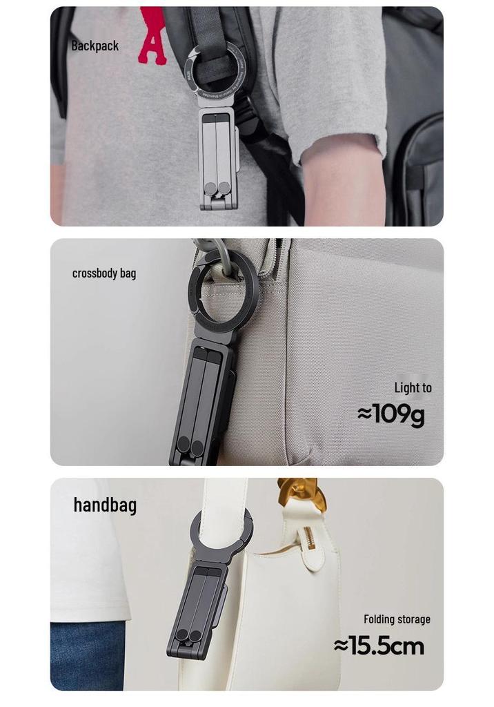 Magnetic Travel Phone Holder: Portable, Foldable, Rotatable, Extendable for Climbing, High-Speed Rail, Gym, Kitchen, Storage, Selfie Stick