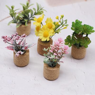 1Pcs Flower Plant Potted Model 1:12 Simulation Miniature Green Plants Garden Decor Micro Landscape Ornament