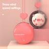 Hanger Fan Mini Portable Round Palm-Sized Fan with Built-in Lanyard Cartoon Animal Design Multi-Speed Adjustable Cooling