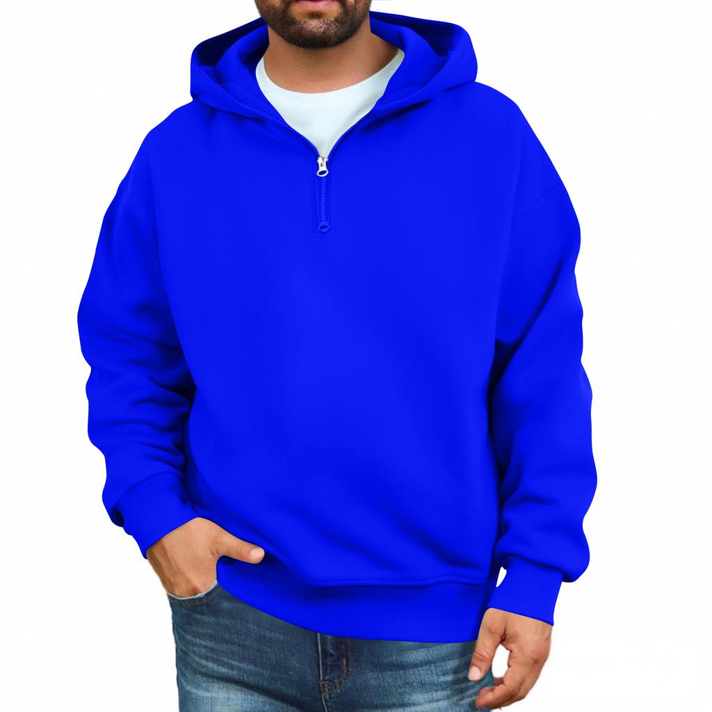 Men's Casual Zippered Hoodie Loose Fit Sweatshirt for Everyday Wear