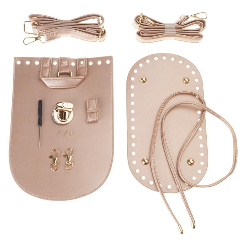 Crochet Bag Making Kit With PU Leather Backpack Bottom Base Flip Cover Adjustable Strap And Lock Buckle For DIY Projects