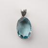 Sky Blue Topaz Gemstone 925 Sterling Silver Jewelry Designer Oval Pendant 1.8" For Birthday Gift PP-71-2
