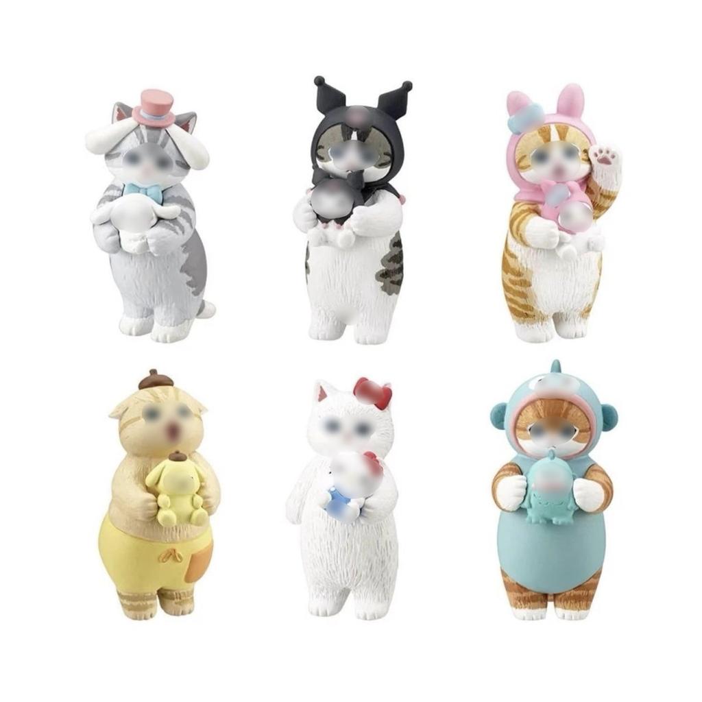 AAGWW 6-Piece Capsule Toy Cat Figurine, Complete Capsule Toy Set, Character Cat Toy Set, Decorative, Cute Figurine, Gift (D-Shaped 6-Piece Set)