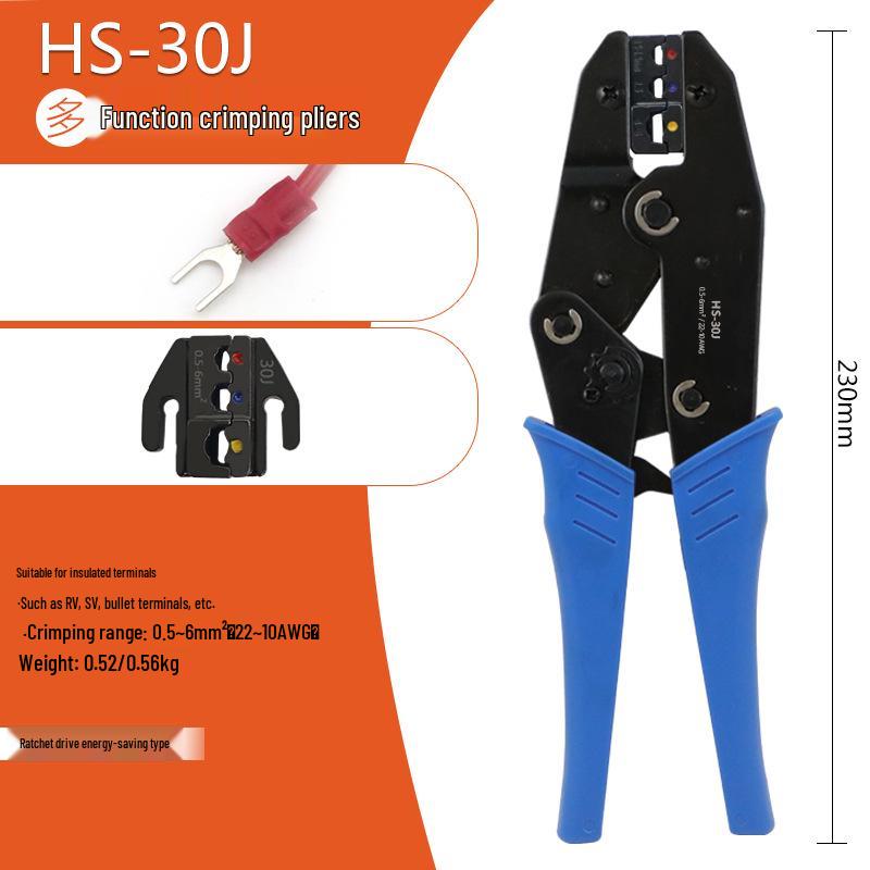 Pre-Insulated Terminal Ratchet Crimping Pliers Set for Electricians - HS-30J Model