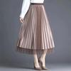 Mesh Pleated Women's Midi Skirt, High-Waisted A-Line for Spring/Summer
