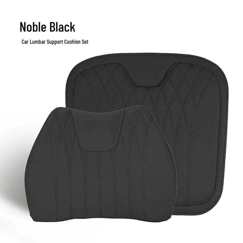 Poduszka lędźwiowa do samochodu ze skóry nappa - Uniwersalna poduszka na siedzenie z pianki memory na wszystkie pory roku