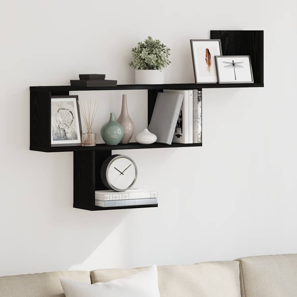 Wall Shelf Black Oak Effect 100 x 15 x 70 cm Wood Based Material