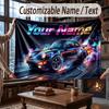 Truck Car Theme Throw Blanket Custom Name Text Personalized Blanket Soft Cozy Blanket for Home Sofa Bed