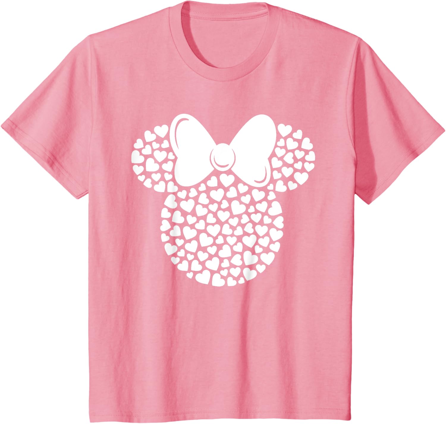 Hot Fashion Casual Disney Minnie Mouse Icon Filled with White Hearts T-Shirt S-4XL Summer M розовый