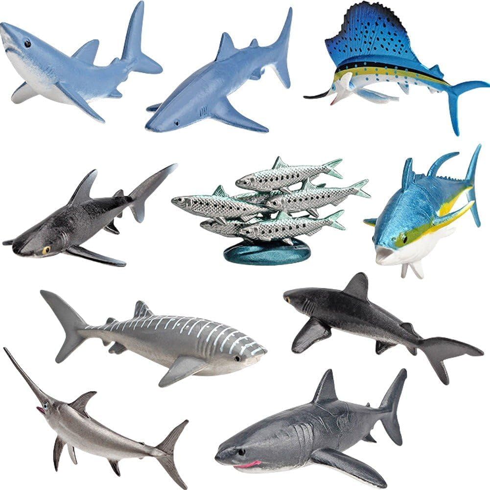 

Nekogamiyama SEA WORLD Pelagic Fish Figure Model Set of 10, Miniature Ornaments, Decorative Ornaments, Collectible Models, BL-1031D