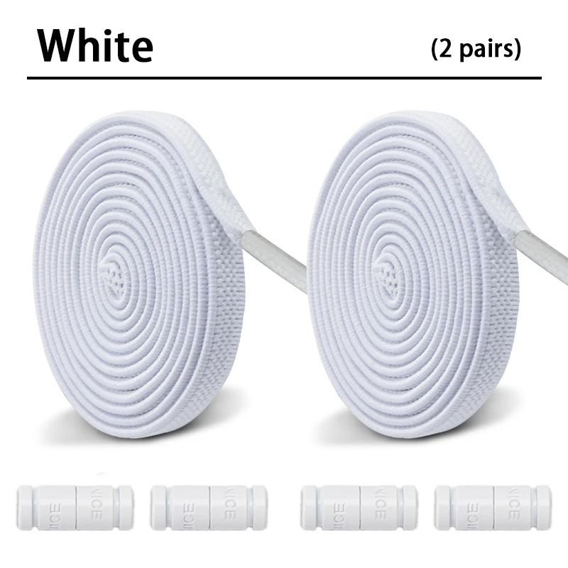 2Pair New Colorful Capsule Lock Shoelaces Without Ties Elastic Laces Sneakers No Tie Shoe Laces Kids Adult 0.6cm Flat Shoelace