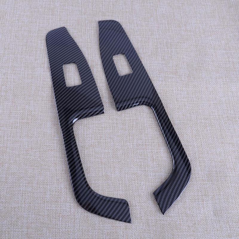 Car Black Carbon Fiber Style ABS Window Lift Switch Panel Trim Cover Set Fit for Hyundai Elantra 2017 2018   LHD