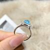 Anillo de Princesa para Mujer de Aguamarina Paraíba y Diamante de Alto Carbono de Lujo Ligero