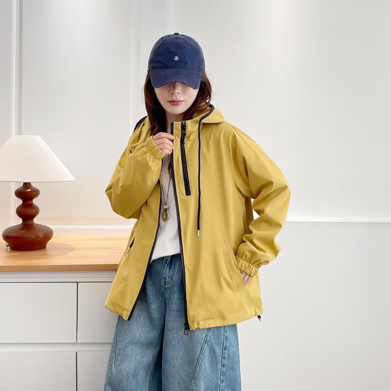 Plus Size Women Hooded Sporty Casual Windbreaker Outerwear Coat