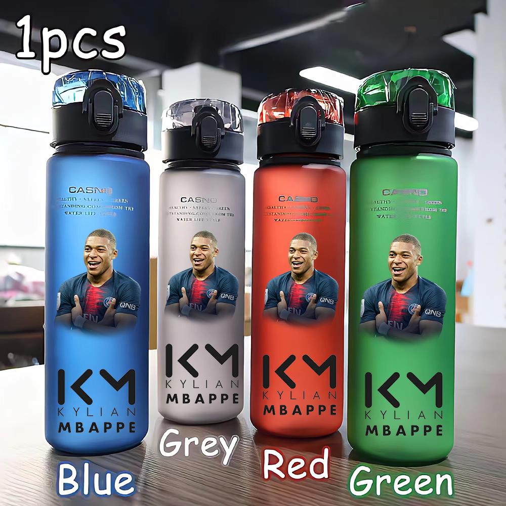 

Mbappe Lottin Water Cup Multi Color Large Capacity Bottle Safe Portable Sports Outdoor Football Star WaterBottle 560ML and Round Sensory Compression Blue