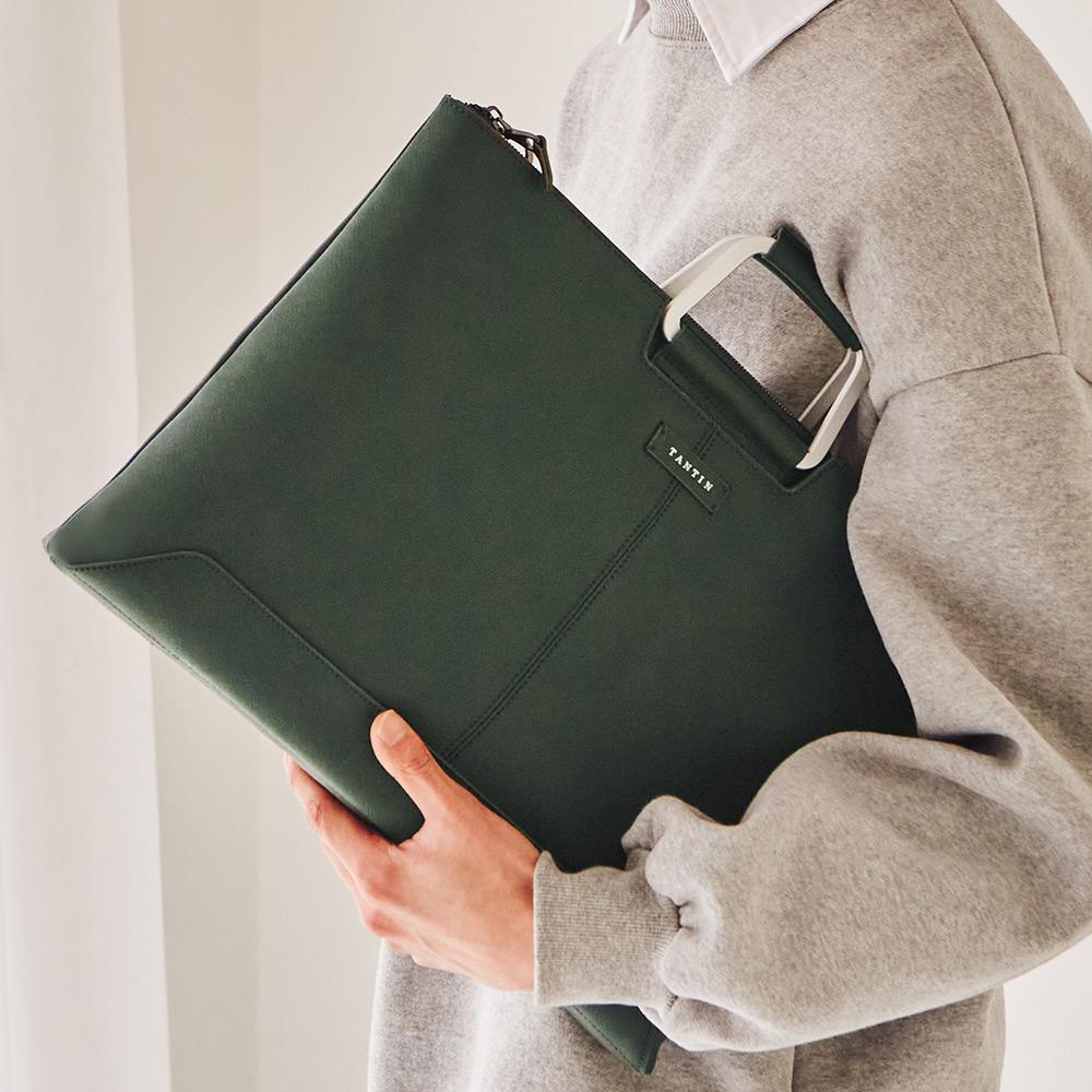 Tantin Taylor Men'S Leather Briefcase T11003 Green / Medium