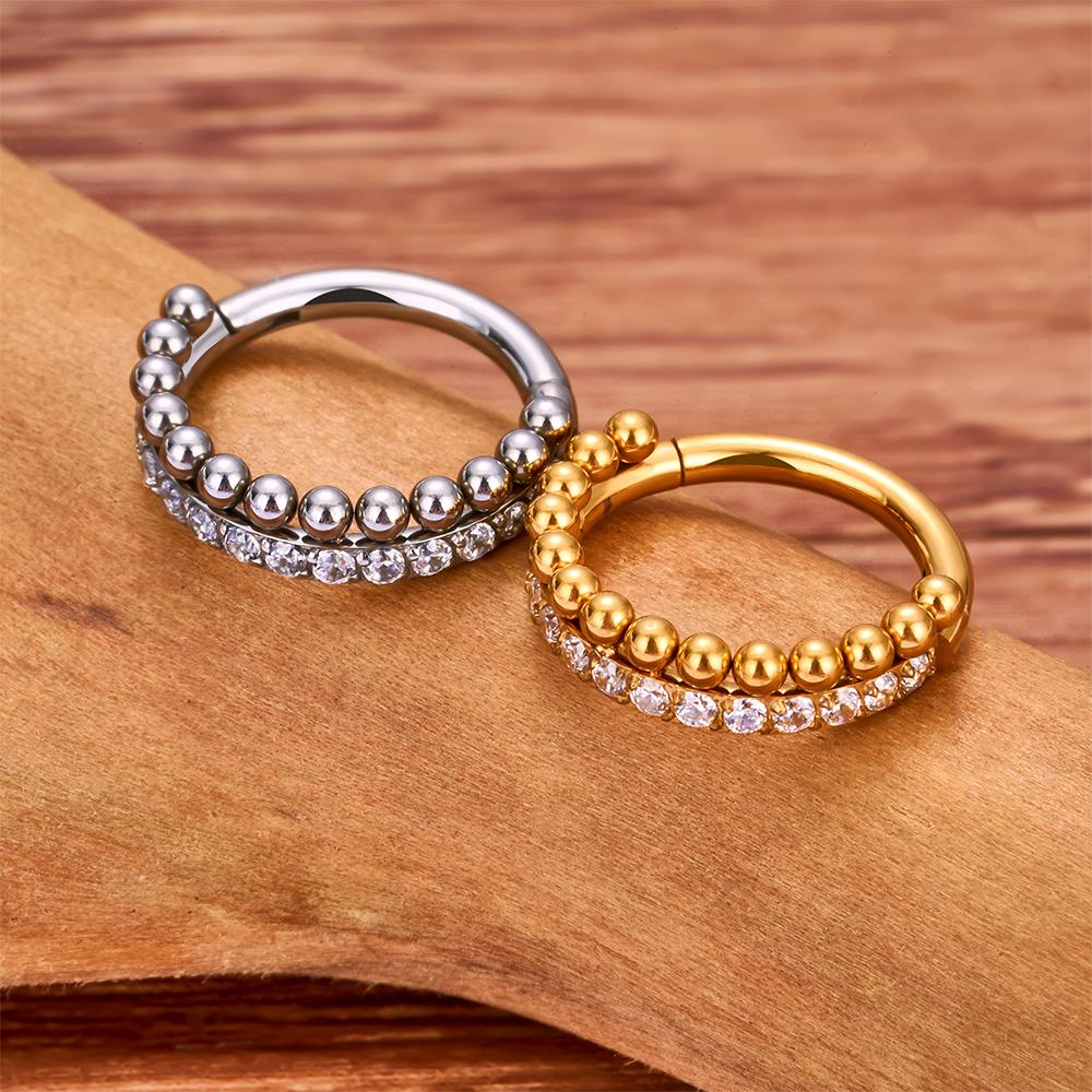 G23 Titan Piercing Doppellagig Dreifach Gestapelt Scharniert Zirkon Nasenring Helix Knorpel CZ Kleiner Knorpel Septum Clicker