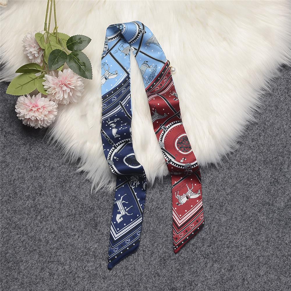 Luxury Horse Cloak Brand Scarf Fashion Design 100% Silk Scarf Women Headwear Skinny Bag Hair Scarves Neckerchief