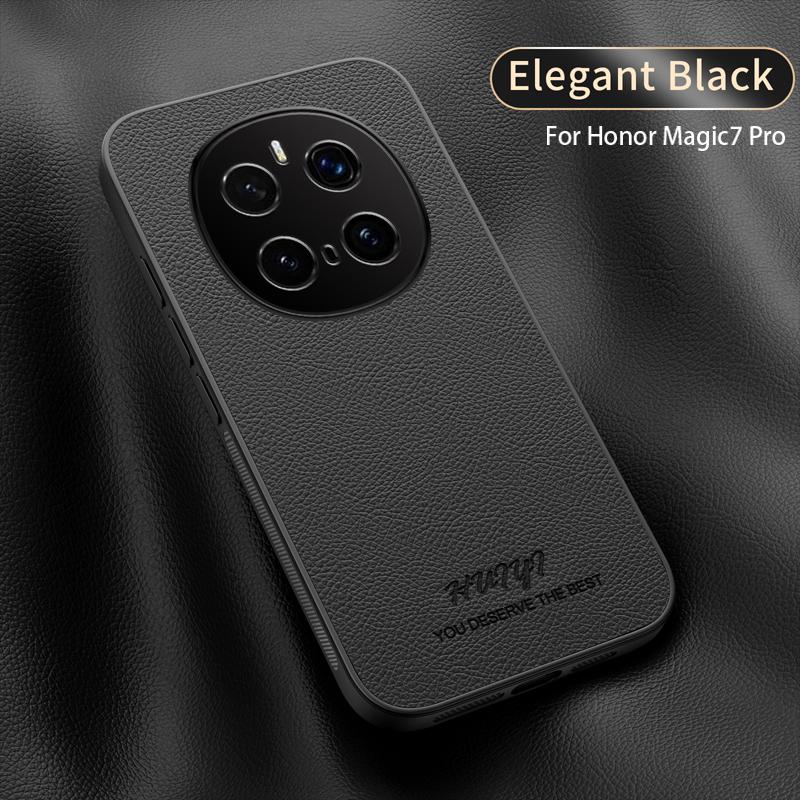 Case for Huawei Honor Magic7 Pro Leather Car Magnetic Holder Wireless Charging Hard Phone Cover HonorMagic7Pro PTP-AN10 PTP-AN00