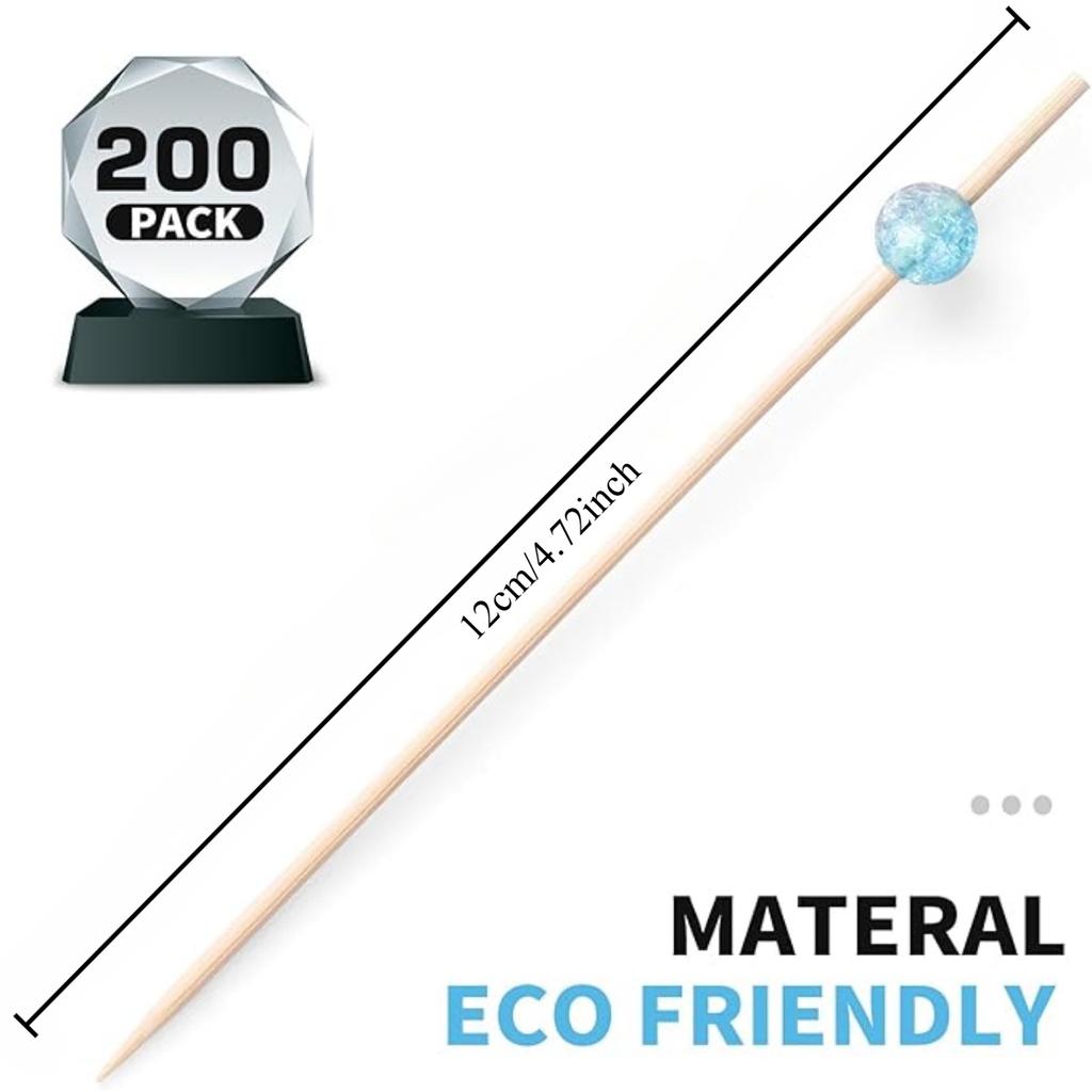 200 stk Cocktailpinner, Fancy Cocktail Tannpirkere for Appetittvekkerpinner, Bambus Cocktailspyd Bryllupsfest Tannpirkere, Matpinner for Appetittvekkere