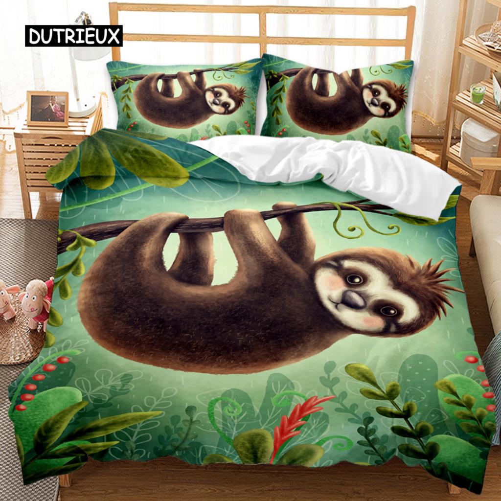 Lenoškový povlak na přikrývku Set Kreslený Vesmírný Lenoch Povlečení Lenoch Zvíře Přikrývka Povlak Dvojlůžko Queen King Size Polyesterová Přikrývka