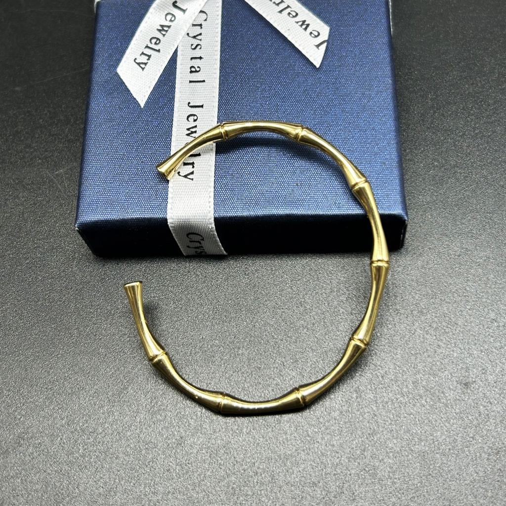 Vintage Hot Item Niche Design Internet Celebrity High-end Feel 18K Gold Bamboo Knot Simple Fashionable Living Mouth Bracelet