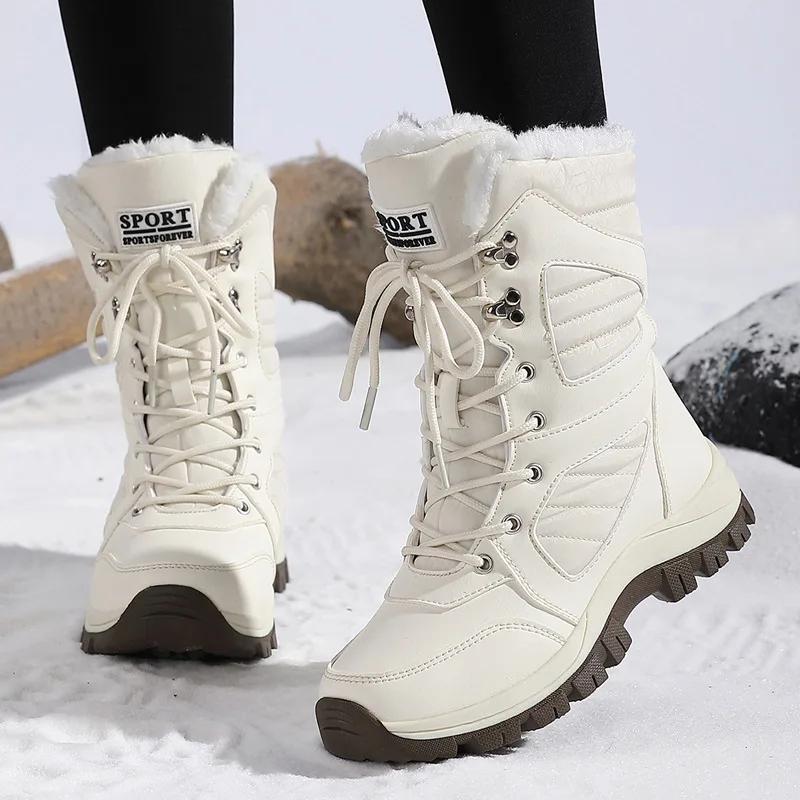 Women's Snow Boots Winter Plush Warm Cotton Shoes Fashion High Top Casual Boots for Women Non Slip Platform Booties Botas Hombre