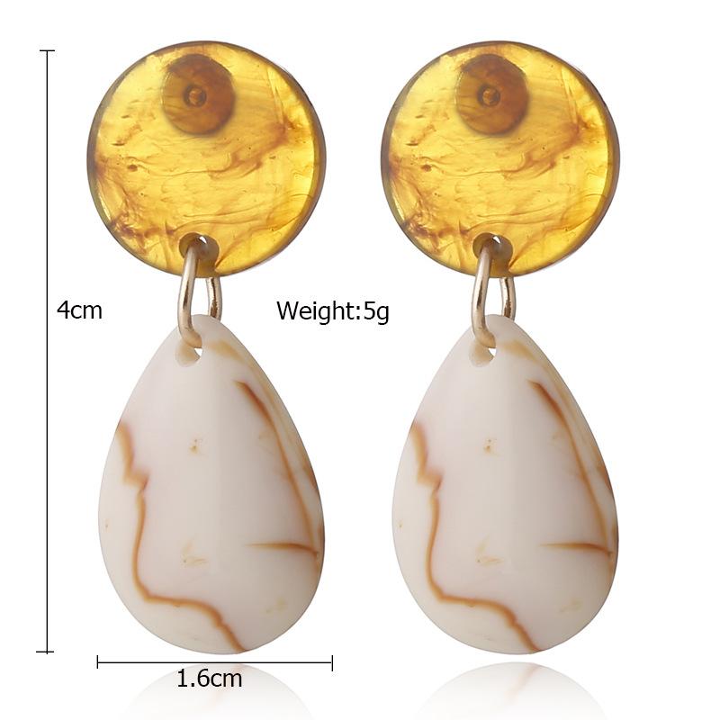 Korean resin acrylic amber round water droplet leopard print fashionable earrings