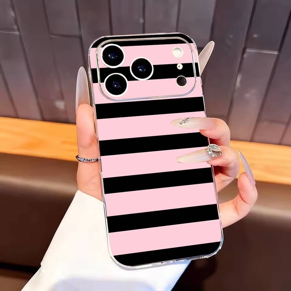 Stripe pattern Phone Case For iPhone17,16,15,14,13,12,11 Plus,Pro Max Soft Transparent Cover