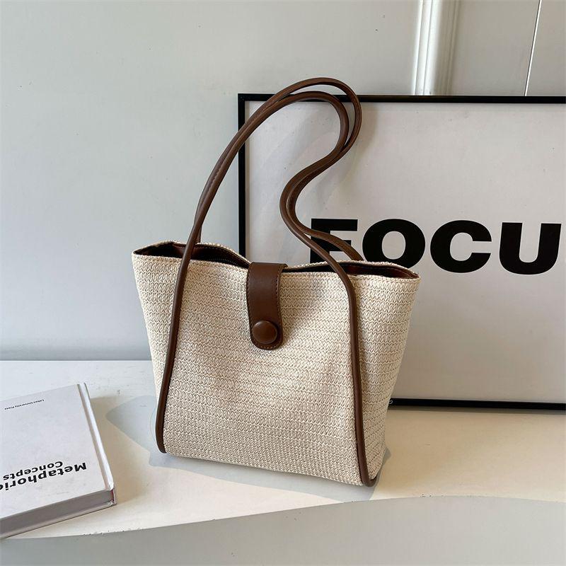 2025 Spring/Summer Women's Large Capacity Straw Woven Tote: Fashionable & Versatile Commuter Handbag