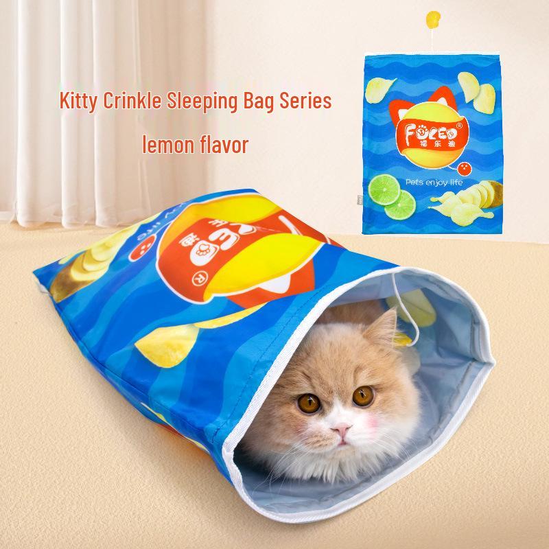 Cat Sleeping Bag: Self-Amusing Semi-Enclosed Tunnel Toy with Pendant for Kitten Boredom Relief