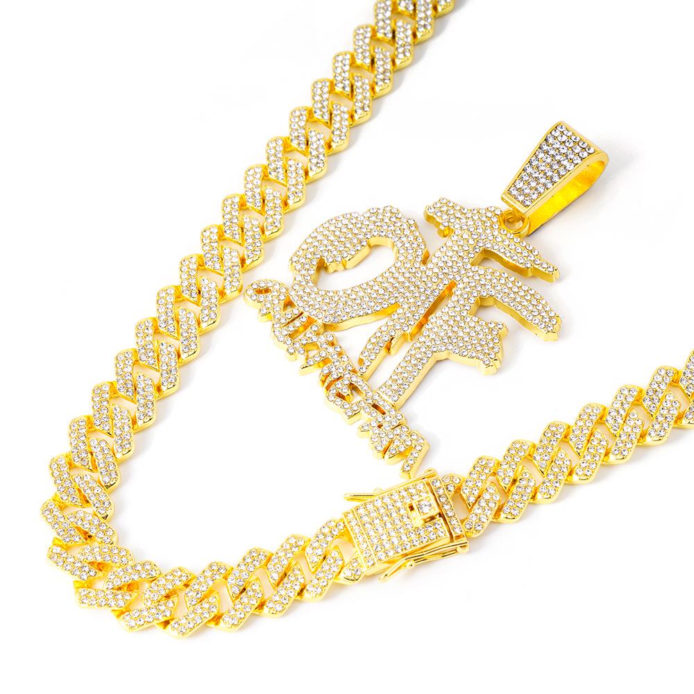 14mm Diamond Cuban Chain with OTF Letter Pendant – Hip Hop Jewelry 