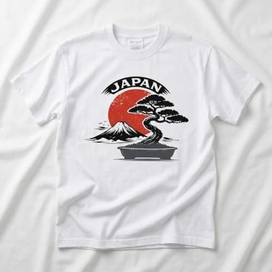 Shinei T-shirt Bonsai Mount Fuji Sunrise Japanese Pattern Print 100 Cotton L White Culture Souvenir Overseas