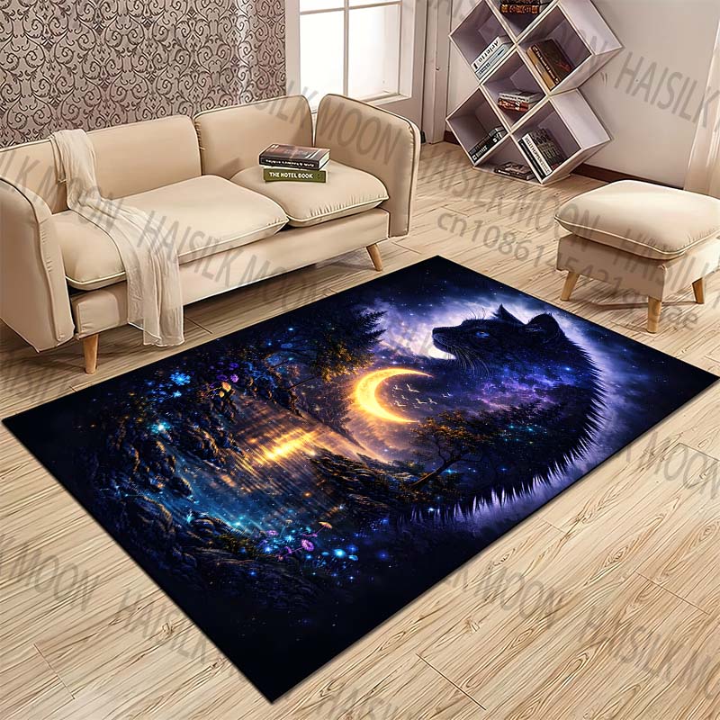 New Product Dreamlike Forest Night Moon Carpet for Living Room Bedroom Bedside Floor Mat Cloakroom Children Play Mat Area Rug