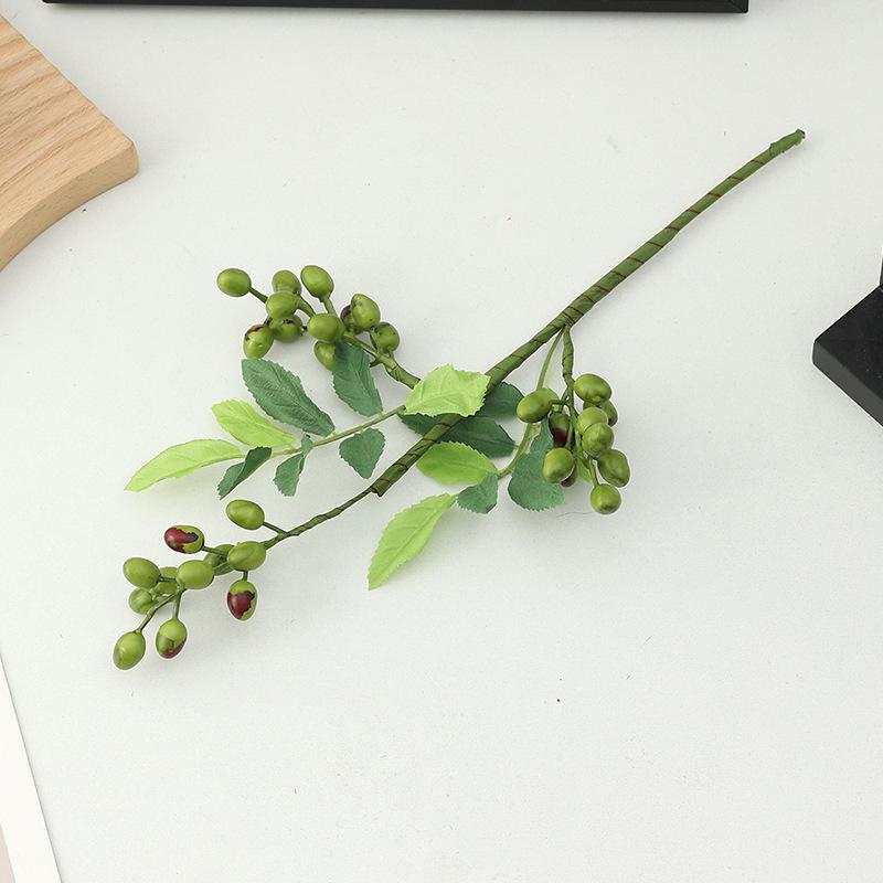 

Tri-Fork Berry Olive Branch Foam Fruit for Christmas & Wedding Decoration, Silk Floral Home Decor зелений