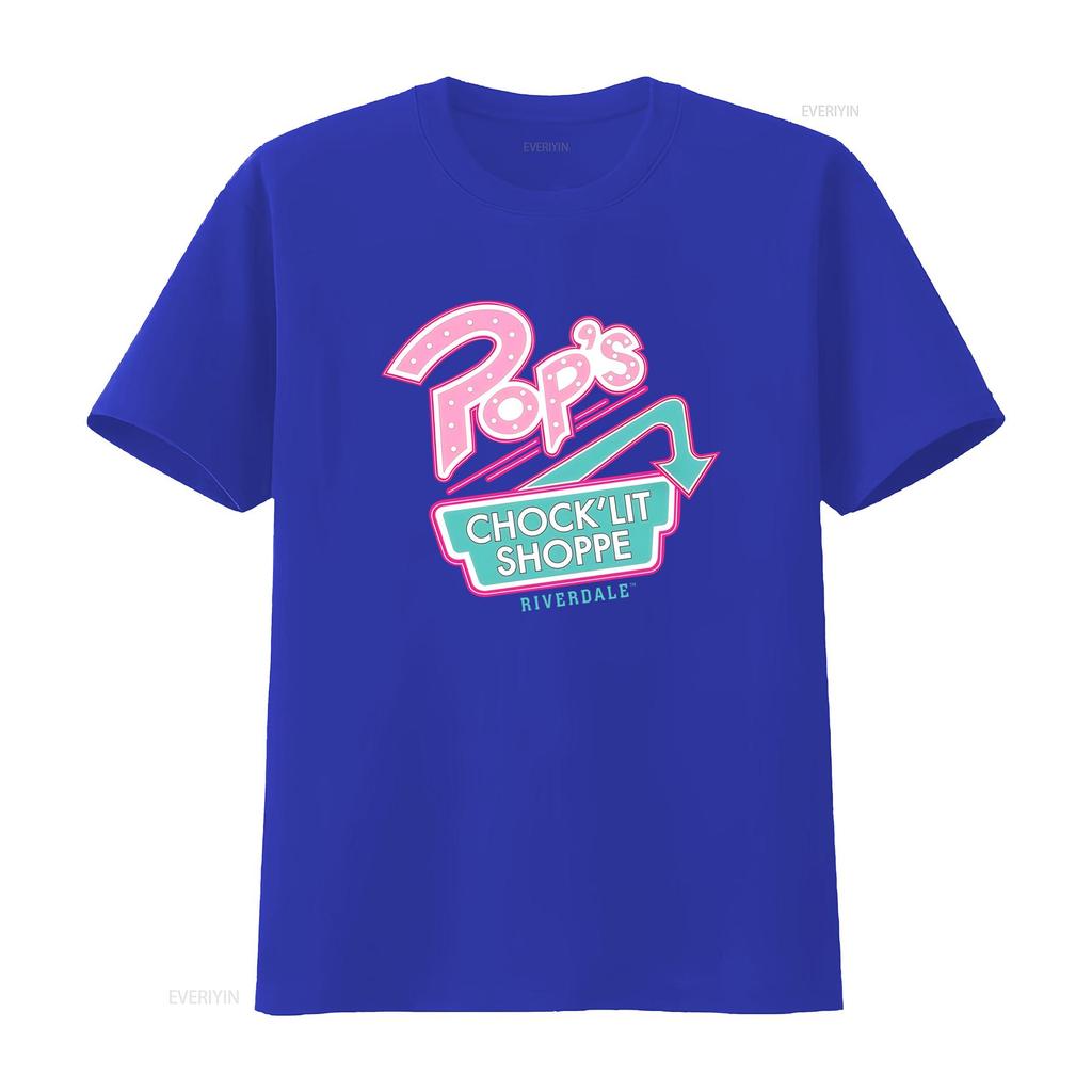 Riverdale Mens Pops ChockLit Shoppe Logo T Shirt Vintage Washed Stretched Versatile Top For Everyday Wear Homme
