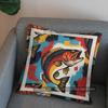 2D Colorful Fish Pattern Throw Pillow Cover Pattern Cushion Cover Suitable For Sofa Bedroom Car Pillow Cover
