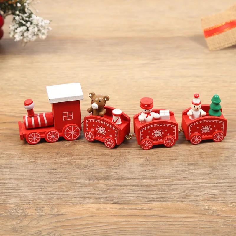 Christmas Wooden Train Merry Christmas Decorations New Year's Gift Wooden Handicrafts Holiday Party Christmas Train Ornament