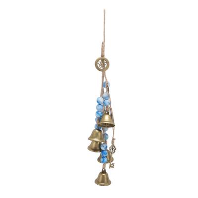 Hanging Bell Decor Blessing Metal Bells Wood Beads Hemp Rope Pendant Room Decoration for Door Handle Knob H Type