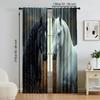 2 pcs   versatile polyester transparent curtains for home decoration Horse for use in bedrooms and living rooms