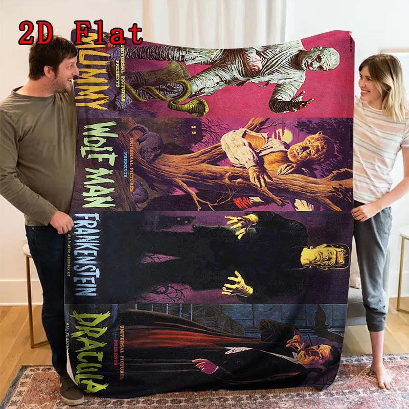 Horror movie characters 2D Flat Pattern Flannel Blanket High quality All Seasons Warmth and Comfort Perfect for Christmas Gifts.NMT0928317