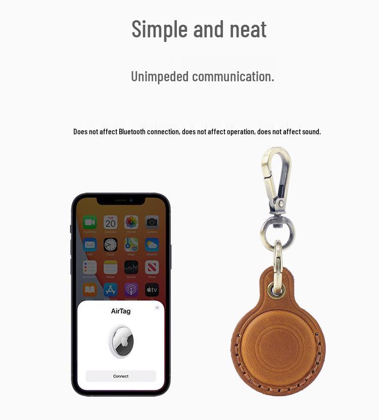 Genuine Leather Pet Anti-Lost Keychain for Apple AirTag Tracker