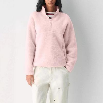 Women's Zipper Pocket Women's Fleece Sweatshirt Top