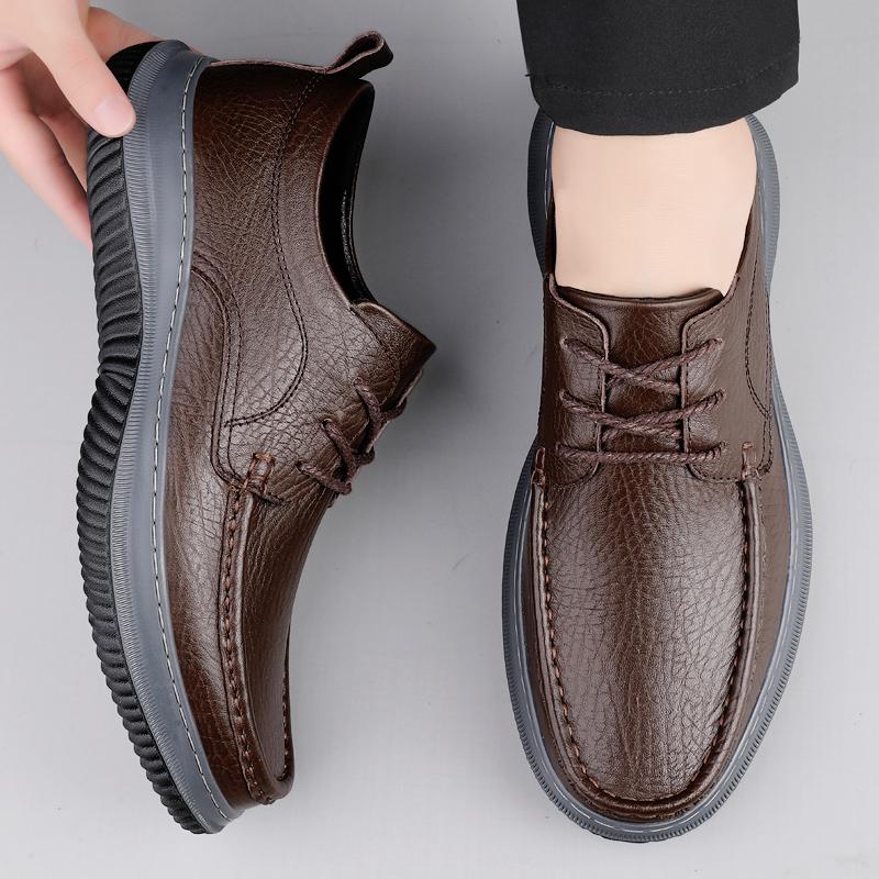 Fashion Walk Mens Oxford Shoes British Style Man Genuine Leather Casual Shoes Non-Slip Lace-Up Formal Dress Footwear Elegantes Men Shoe