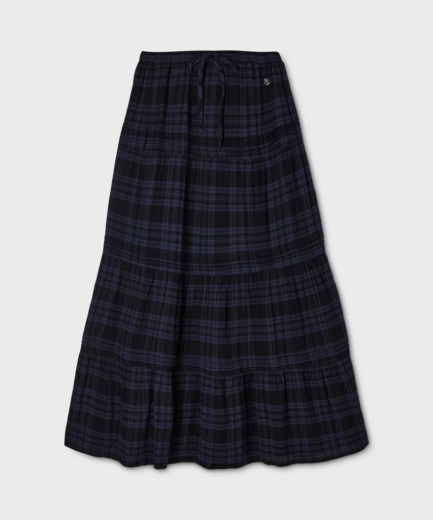 Who.A.U Check Long Tiered Skirt / Whwhg3822F