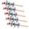5pcs Handle Wooden Bells Colorful Percussion Instrument Infant Baby Rattle Toys with 10pcs Small