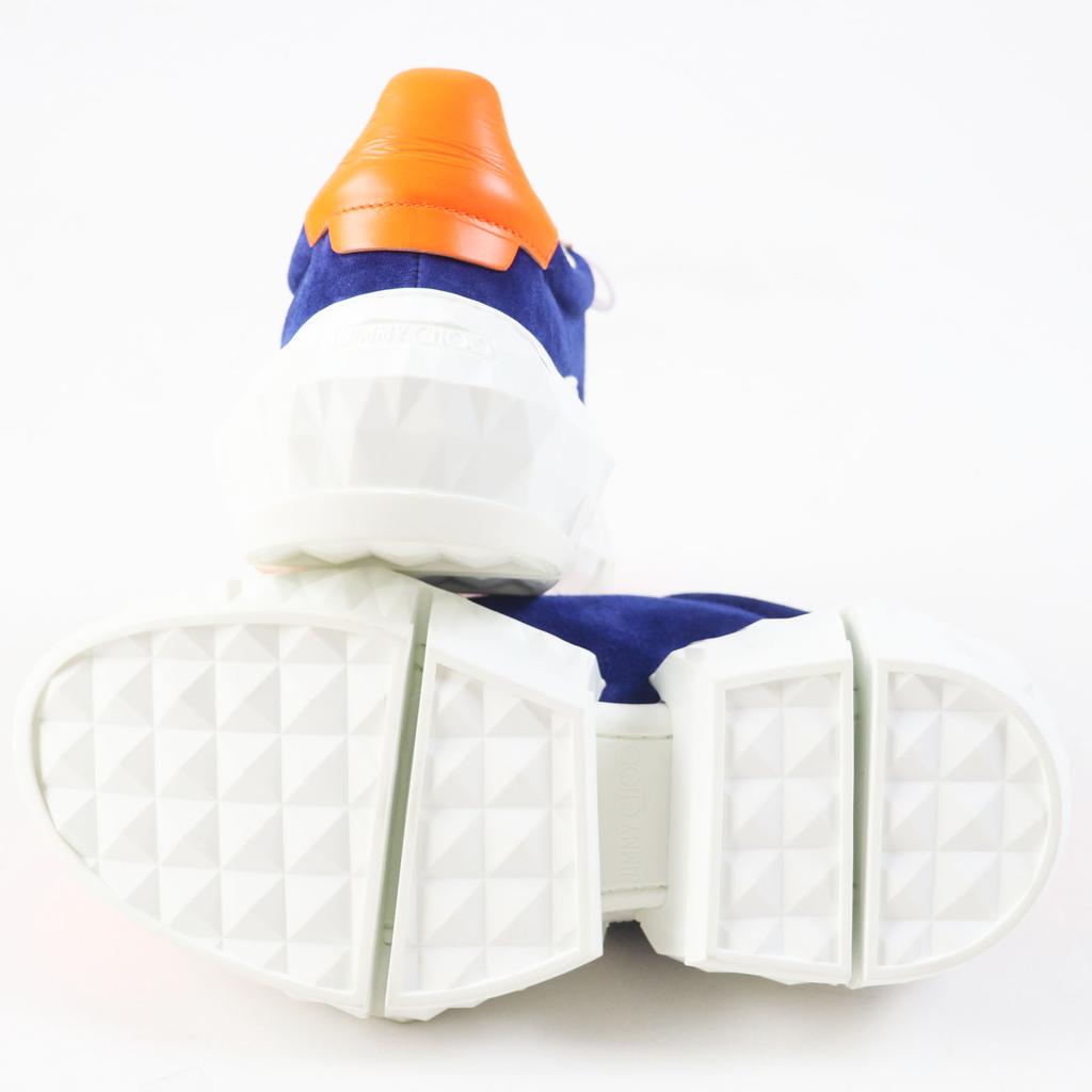 Pristine JIMMY CHOO sneakers DIAMOND Cobalt Neon Orange Calf leather Women 36 Used