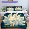 3 Stück Süßes Weißes Neunschwänziges Fuchs Bettbezug-Set - Weiche und Gemütliche Schlafzimmer-, Gästezimmer- und Wohnheim-Dekorative Bettwäsche 3-teiliges Set 1 Bettbezug + 2 Kissenbezüge