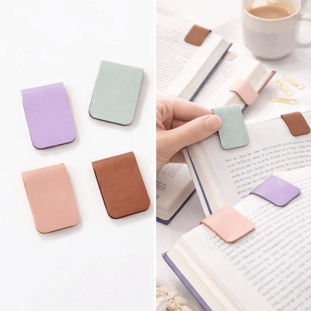 New Leather Magnetic Bookmark Diy Rectangle Shape Book Reading Tracker Elegant Magnetic Money Clip Book Reading