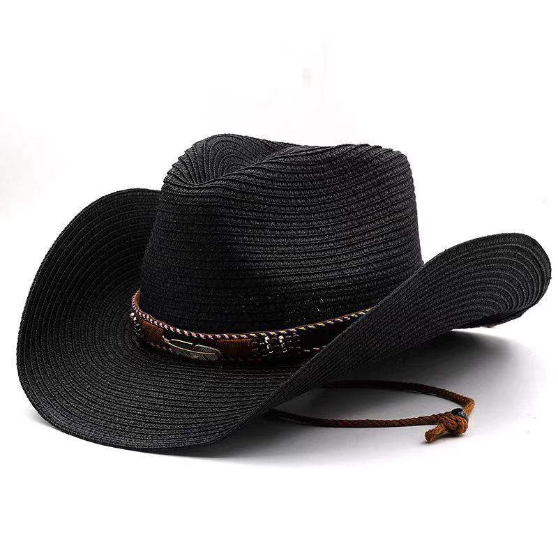 Western Denim Adjustable Straw Hat Top Hat Women's Outdoor Seaside Beach Hat Sunscreen Visor Hat Big Eaves Gift